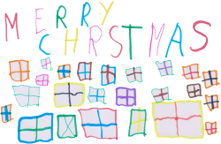 child's drawing of Christmas card